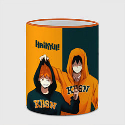 Кружка 3D Хината и Кагеяма из Карасуно, цвет: 3D-оранжевый кант — фото 2