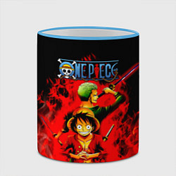 Кружка 3D Зоро и Луффи в огне One Piece, цвет: 3D-небесно-голубой кант — фото 2