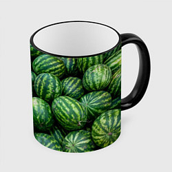 Кружка 3D Арбузы, цвет: 3D-черный кант