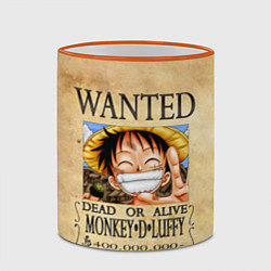 Кружка 3D Манки Д Луффи в розыске One Piece, цвет: 3D-оранжевый кант — фото 2
