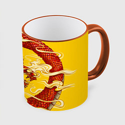 Кружка 3D Китайский Дракон, China Dragon, цвет: 3D-оранжевый кант