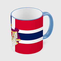 Кружка 3D Норвегия Флаг и герб Норвегии, цвет: 3D-небесно-голубой кант