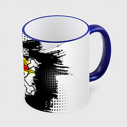 Кружка 3D Весёлый Роджер пиратов Соломенной Шляпы, цвет: 3D-синий кант