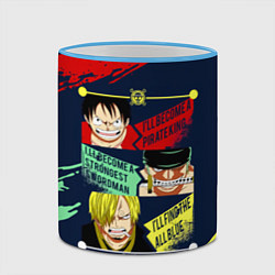 Кружка 3D Луффи, Зоро и Санджи One Piece, цвет: 3D-небесно-голубой кант — фото 2
