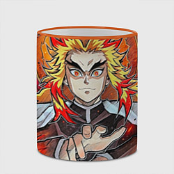 Кружка 3D Ренгоку Клинок демонов, цвет: 3D-оранжевый кант — фото 2