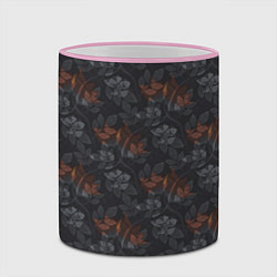 Кружка 3D Серо-коричневый цветочный узор, цвет: 3D-розовый кант — фото 2