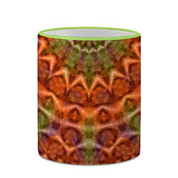 Кружка 3D Оранжево-оливковый калейдоскоп, цвет: 3D-светло-зеленый кант — фото 2