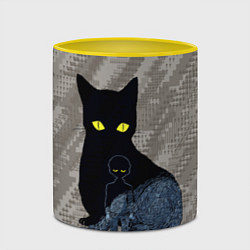 Кружка 3D Cat psycho 100 Моб Психо 100 Z, цвет: 3D-белый + желтый — фото 2
