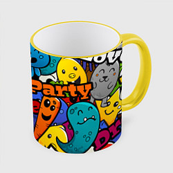 Кружка 3D LOVE PEACE PARTY Z, цвет: 3D-желтый кант