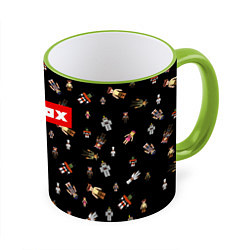 Кружка 3D ROBLOX PATTERN РОБЛОКС Z, цвет: 3D-светло-зеленый кант