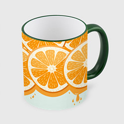 Кружка 3D АПЕЛЬСИН ORANGE, цвет: 3D-зеленый кант