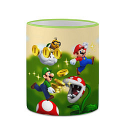 Кружка 3D Mario Coins, цвет: 3D-светло-зеленый кант — фото 2