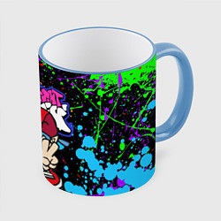 Кружка 3D FRIDAY NIGHT FUNKIN БРЫЗГИ КРАСОК, ГЕРОЙ, цвет: 3D-небесно-голубой кант