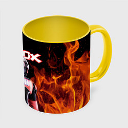 Кружка 3D ROBLOX FIRE РОБЛОКС ОГОНЬ ПОЖАРНЫЙ, цвет: 3D-белый + желтый