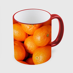 Кружка 3D Мандаринчик чик, цвет: 3D-красный кант