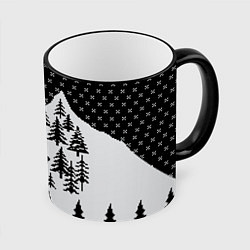 Кружка 3D Северные Олени в Горах, цвет: 3D-черный кант