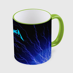 Кружка 3D METALLICA BLUE FLASH МЕТАЛЛИКА СИНИЕ МОЛНИИ, цвет: 3D-светло-зеленый кант