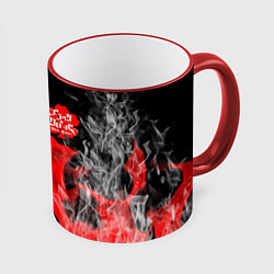 Кружка 3D Чёрный клевер: Пламя, цвет: 3D-красный кант