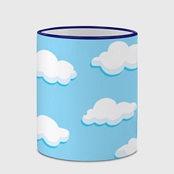 Кружка 3D Белые облака, цвет: 3D-синий кант — фото 2