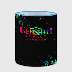 Кружка 3D GENSHIN IMPACT NEON LOGO RAINBOW STYLE, ЭМБЛЕМЫ, цвет: 3D-небесно-голубой кант — фото 2