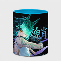 Кружка 3D Genshin Impact: Сяо, цвет: 3D-белый + небесно-голубой — фото 2