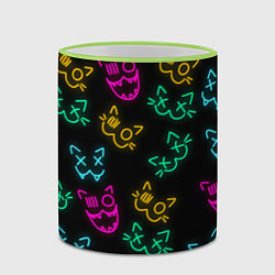 Кружка 3D НЕОНОВЫЕ КОТИКИ NEON FACES CATS, цвет: 3D-светло-зеленый кант — фото 2