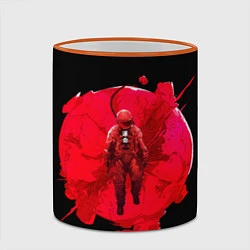 Кружка 3D Космонавт на кровавой луне, цвет: 3D-оранжевый кант — фото 2