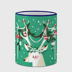 Кружка 3D Олень Новый год, цвет: 3D-синий кант — фото 2