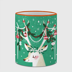 Кружка 3D Олень Новый год, цвет: 3D-оранжевый кант — фото 2