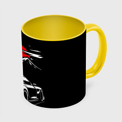 Кружка 3D MAZDA RX 7 Мазда при свете красной луны, цвет: 3D-белый + желтый