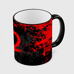 Кружка 3D GOD OF WAR LOGO RED, БРЫЗГИ КРАСОК, цвет: 3D-черный кант