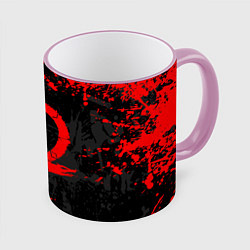 Кружка 3D GOD OF WAR LOGO RED, БРЫЗГИ КРАСОК, цвет: 3D-розовый кант