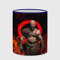 Кружка 3D GOD OF WAR РАГНАРЁК, КРАТОС В ОГНЕ, цвет: 3D-синий кант — фото 2