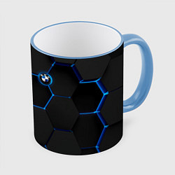 Кружка 3D BMW blue neon theme, цвет: 3D-небесно-голубой кант
