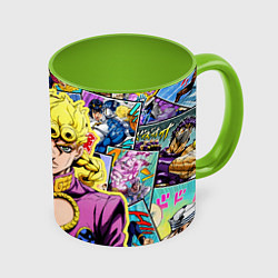 Кружка 3D JoJos Bizarre Adventure - Джорно Джованна, цвет: 3D-белый + светло-зеленый