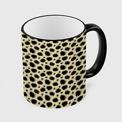 Кружка 3D Шкура Леопарда Leopard, цвет: 3D-черный кант