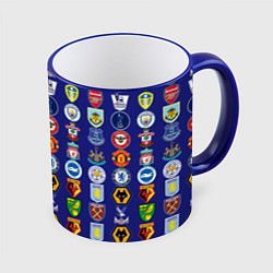 Кружка 3D Футбольные клубы Английской Премьер Лиги, цвет: 3D-синий кант