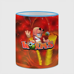 Кружка 3D Worms червяк и граната, цвет: 3D-небесно-голубой кант — фото 2