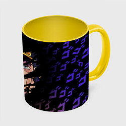 Кружка 3D JOJOS BIZARRE ADVENTURE ЛИЦО ГЕРОЯ, цвет: 3D-белый + желтый