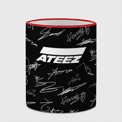 Кружка 3D ATEEZ БЕЛЫЕ АВТОГРАФЫ УЗОР, цвет: 3D-красный кант — фото 2