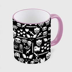 Кружка 3D UNDERTALE PATTERN БЕЛЫЙ, цвет: 3D-розовый кант
