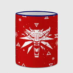 Кружка 3D КРАСНЫЙ СВИТЕР ВЕДЬМАК НОВОГОДНИЙ, цвет: 3D-синий кант — фото 2