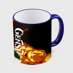 Кружка 3D ДИЛЮК ПИРО ВЗРЫВ DILUC, цвет: 3D-синий кант