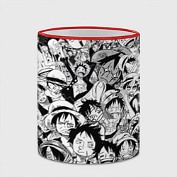 Кружка 3D МАНКИ Д ЛУФФИ ЧЁРНО БЕЛЫЙ, цвет: 3D-красный кант — фото 2