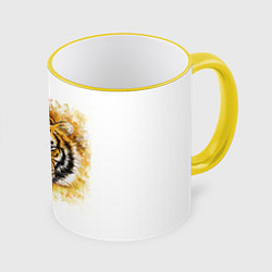 Кружка 3D Дикий Тигр Wild Tiger, цвет: 3D-желтый кант