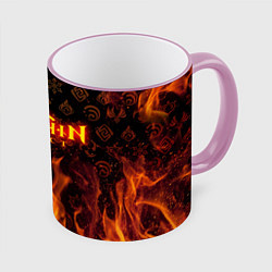 Кружка 3D GENSHIN IMPACT FIRE SYMBOL ОГНЕННАЯ СТИХИЯ, цвет: 3D-розовый кант