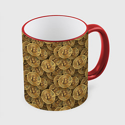 Кружка 3D Bitcoins, цвет: 3D-красный кант
