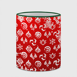 Кружка 3D НОВОГОДНИЕ СТИХИИ ГЕНШИН ИМПАКТ, НОВЫЙ ГОД, цвет: 3D-зеленый кант — фото 2