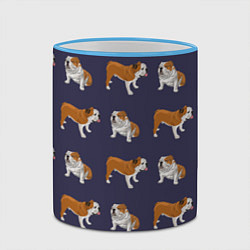 Кружка 3D Английские бульдоги паттерн, цвет: 3D-небесно-голубой кант — фото 2
