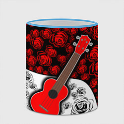 Кружка 3D Гитара Розы Контраст, цвет: 3D-небесно-голубой кант — фото 2